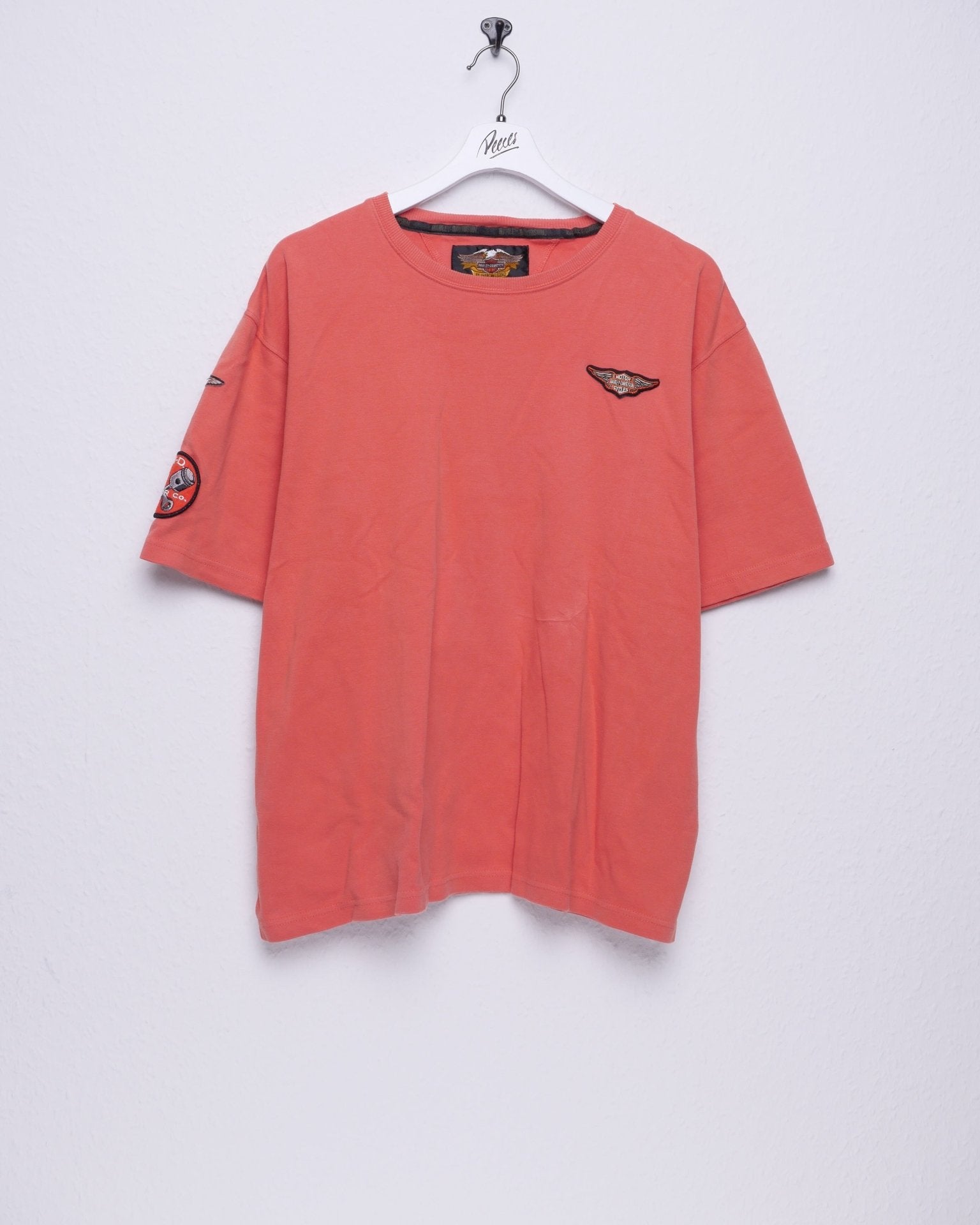 harley embroidered Patch orange Shirt - Peeces