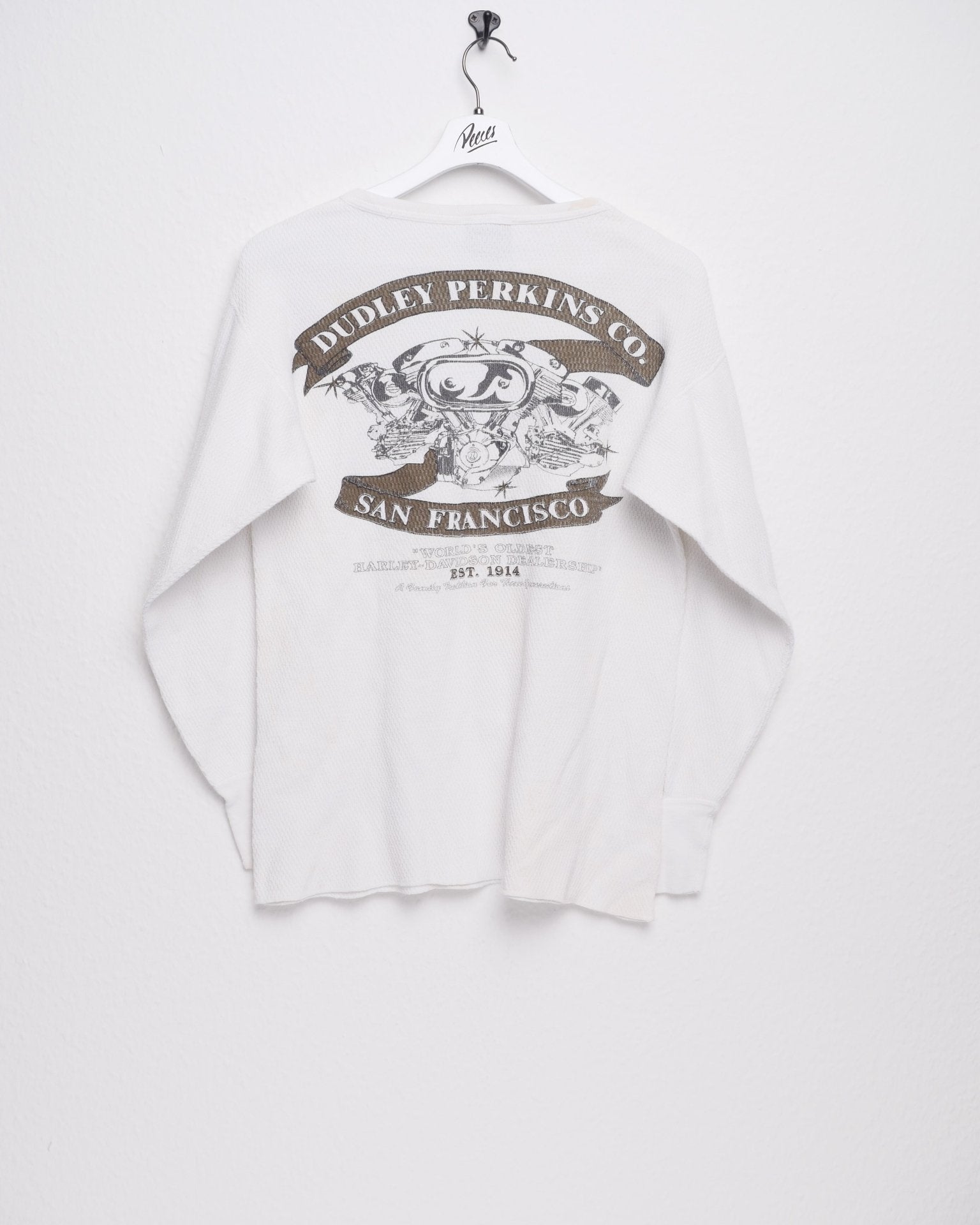 Harley 'San Fransisco, CA' printed white Graphic L/S Shirt - Peeces