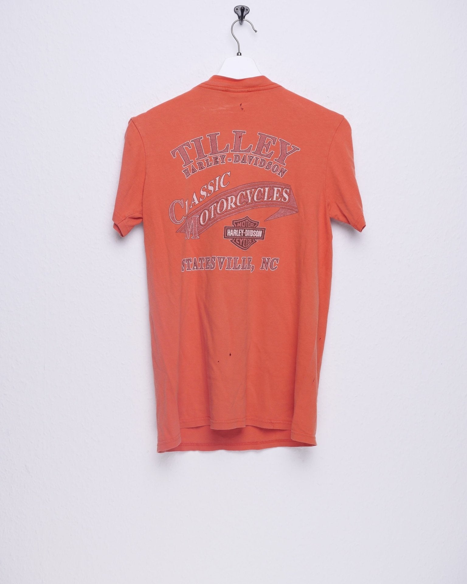 harley 'Statesville, NC' printed Graphic orange Shirt - Peeces