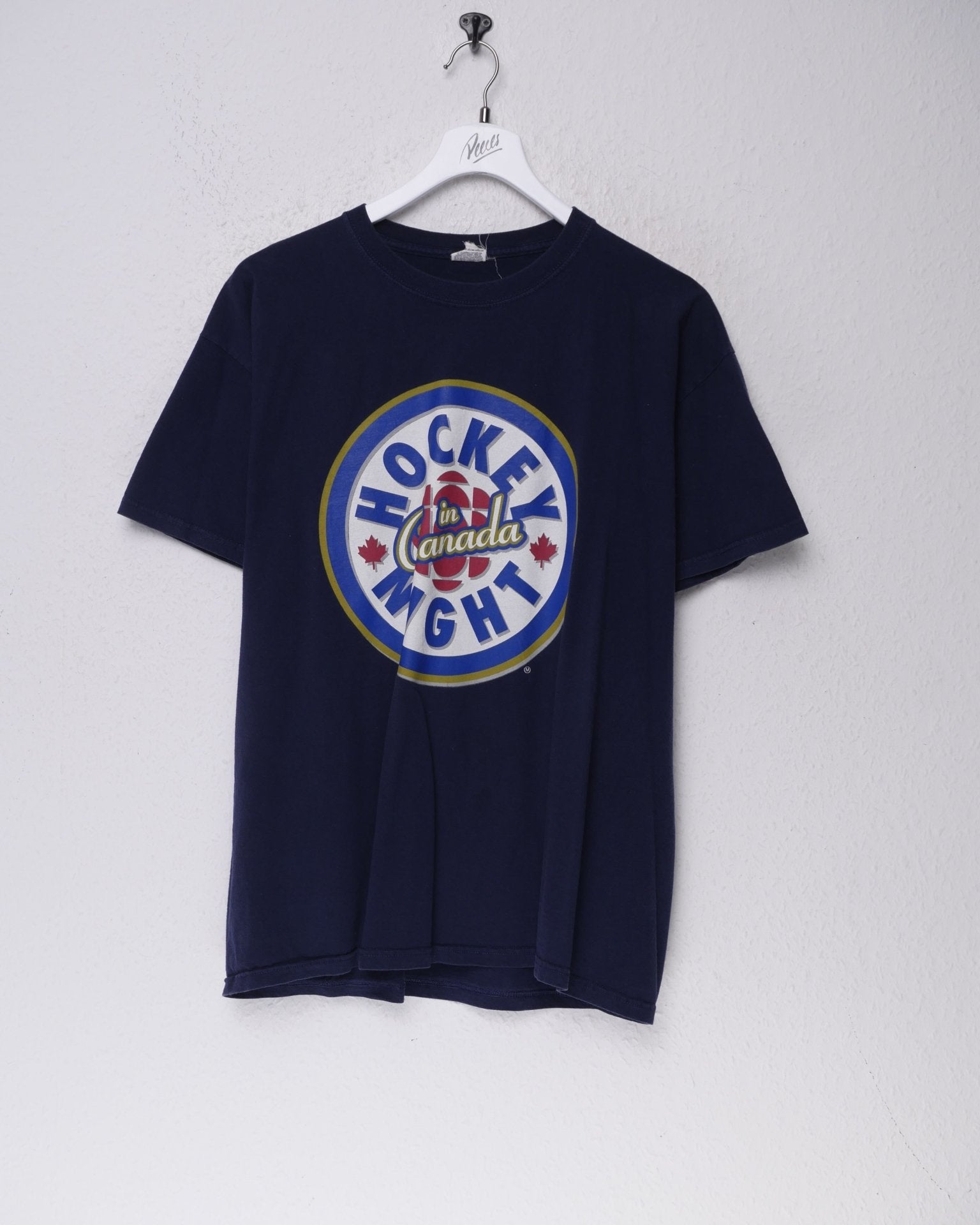 'Hockey in Canada' printed Graphic navy Shirt - Peeces