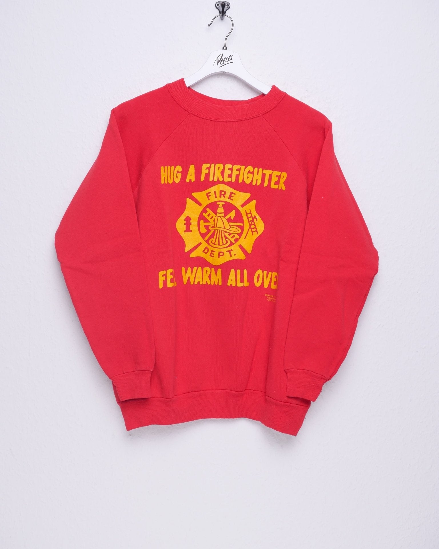 Hug A Firefighter printed Spellout Sweater - Peeces