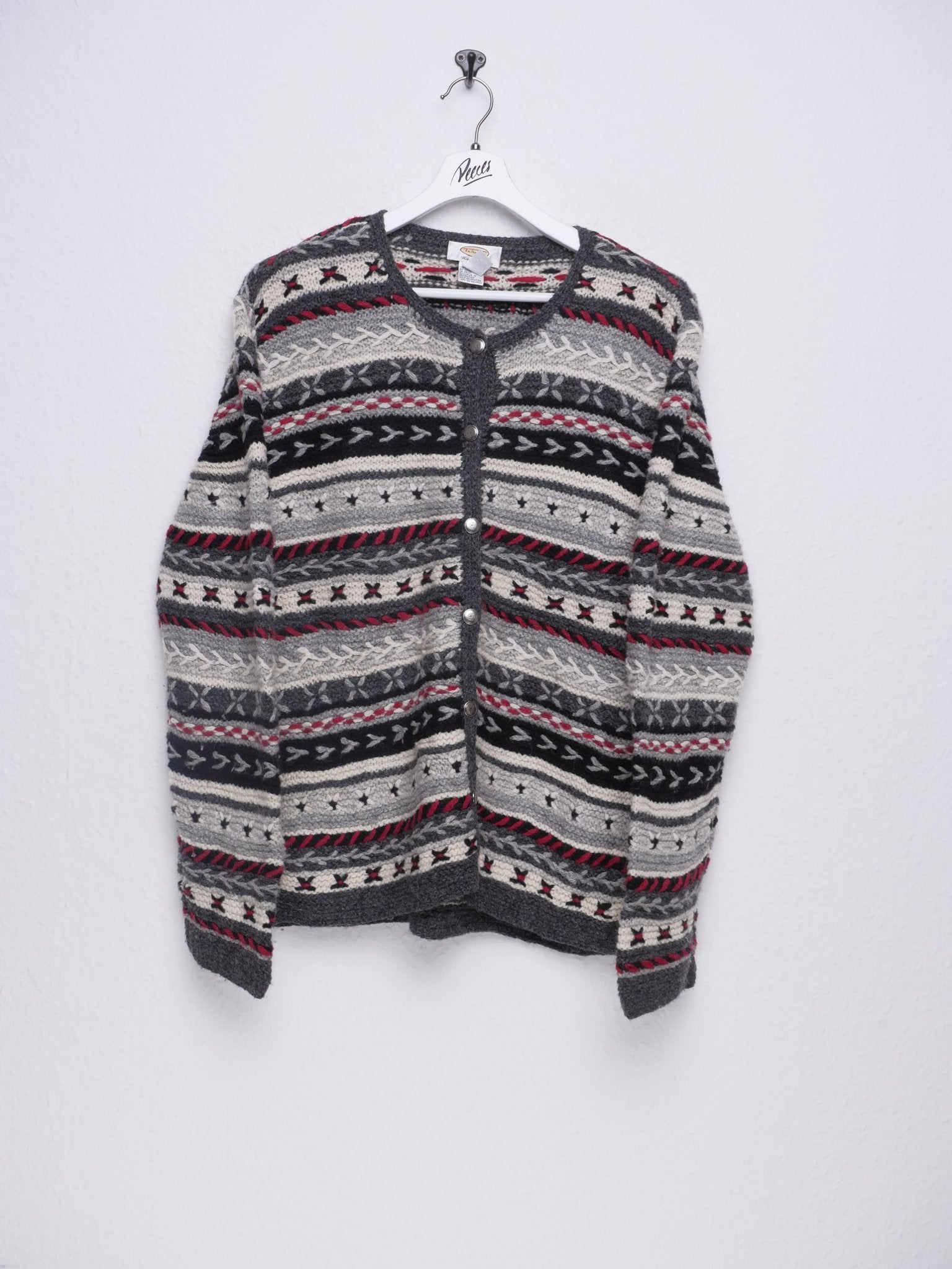 knitted patterned Vintage wool Cardigan Sweater - Peeces