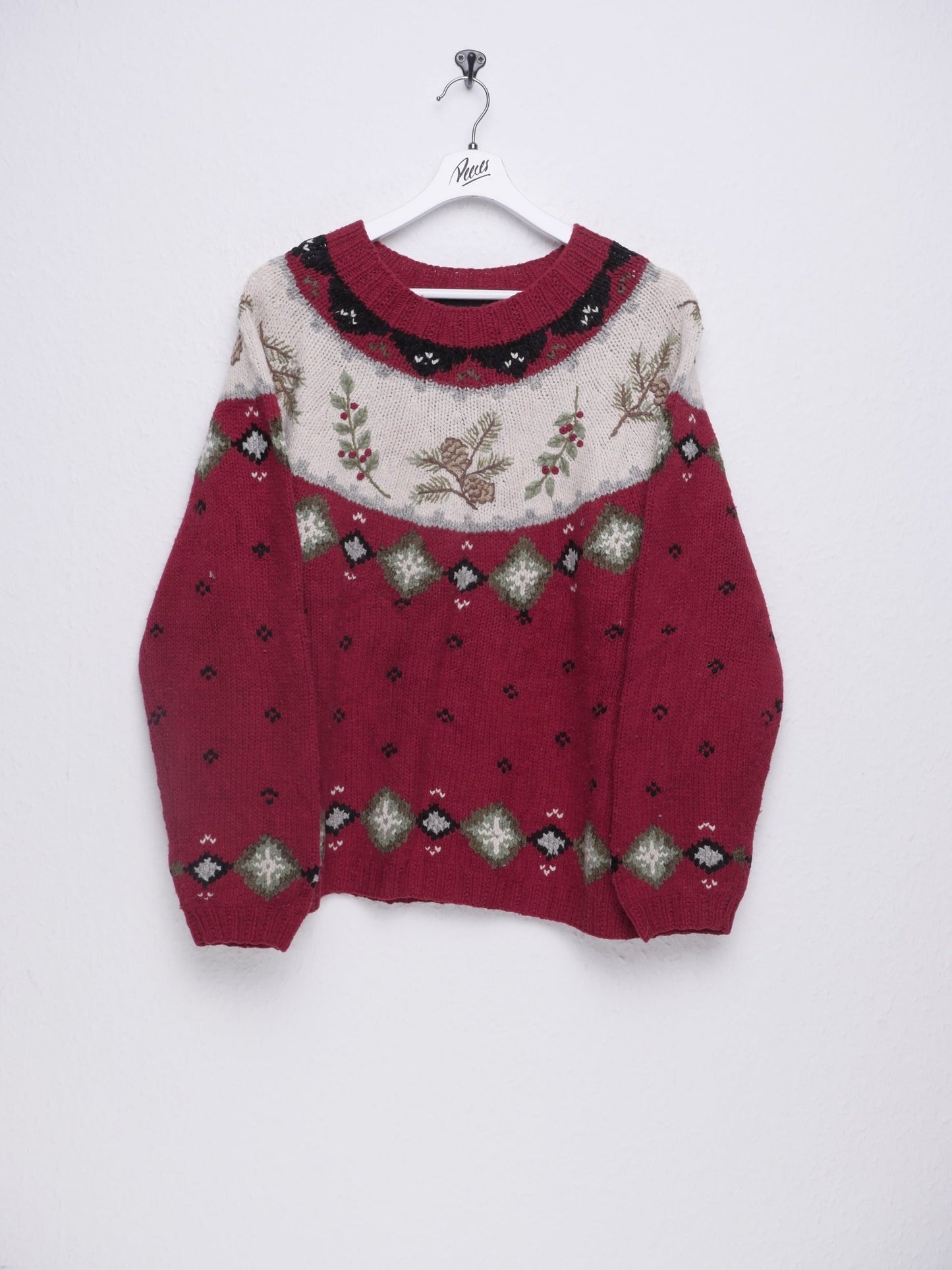 knitted patterned Vintage wool Sweater - Peeces
