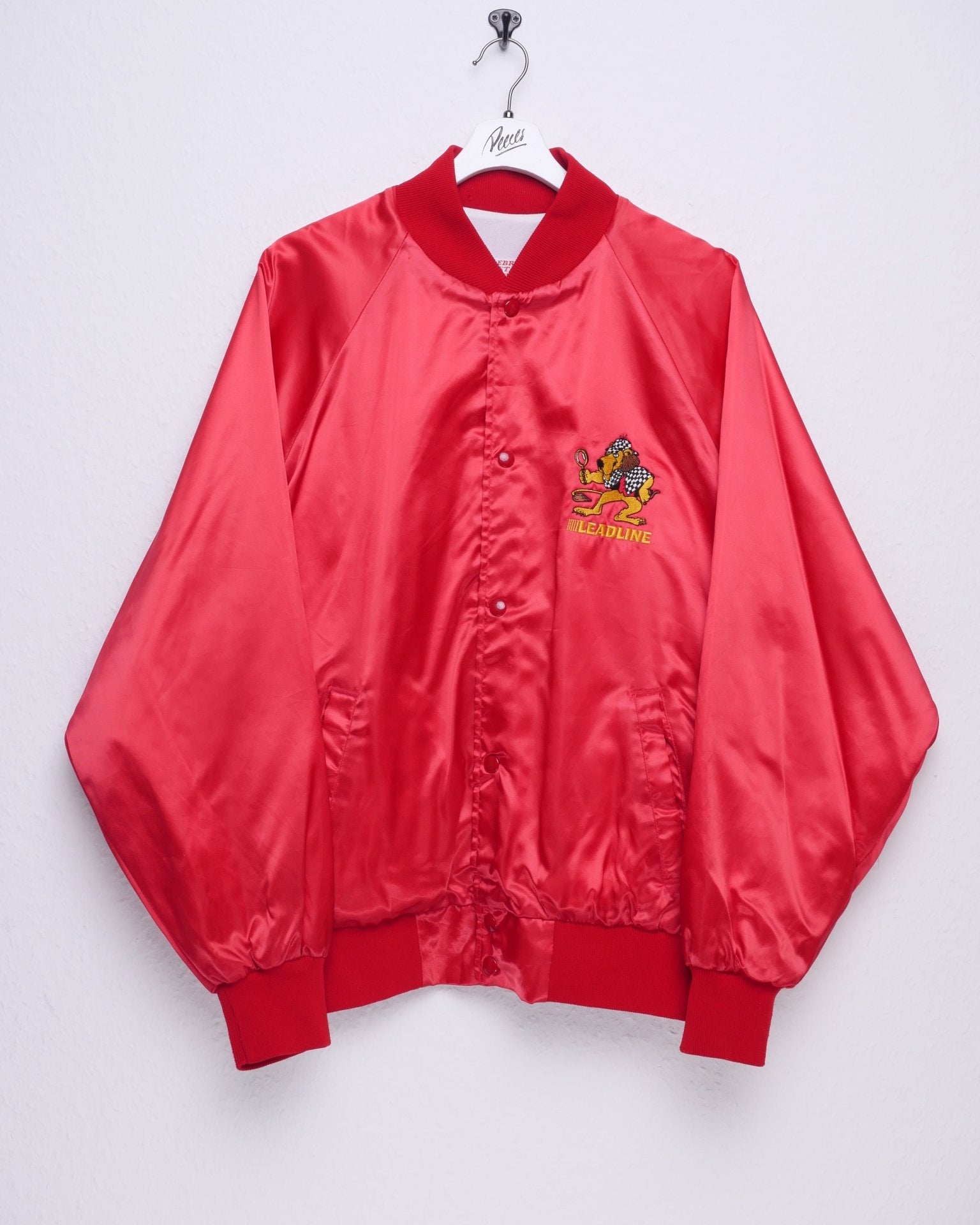 'Leadline' embroidered Graphic red Bomber Jacke - Peeces