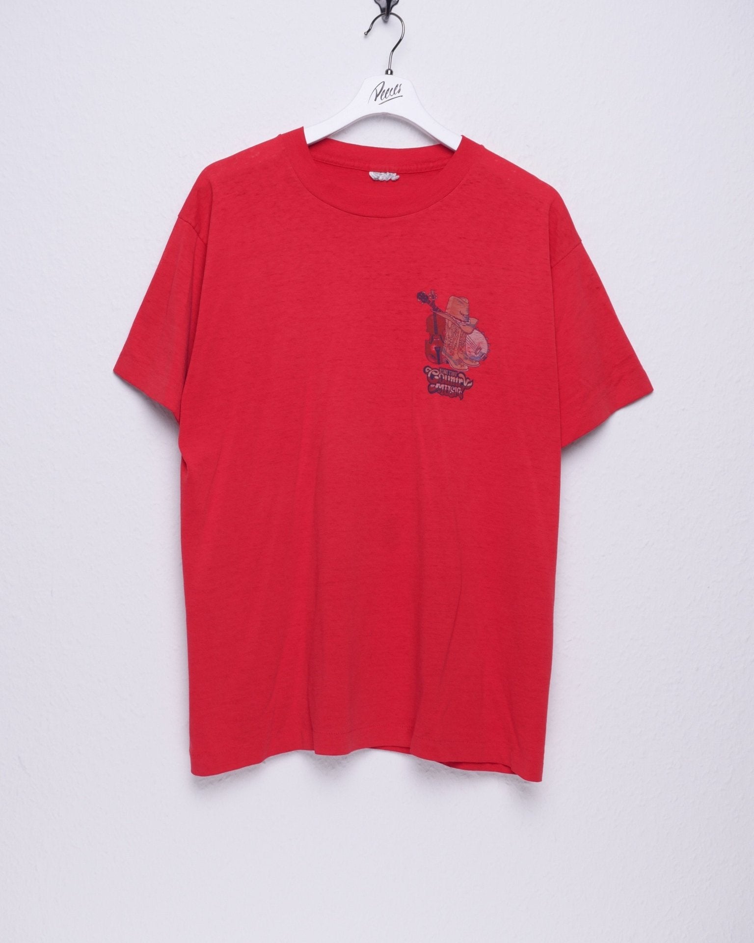 'Love that Country Music' printed Logo red Shirt - Peeces