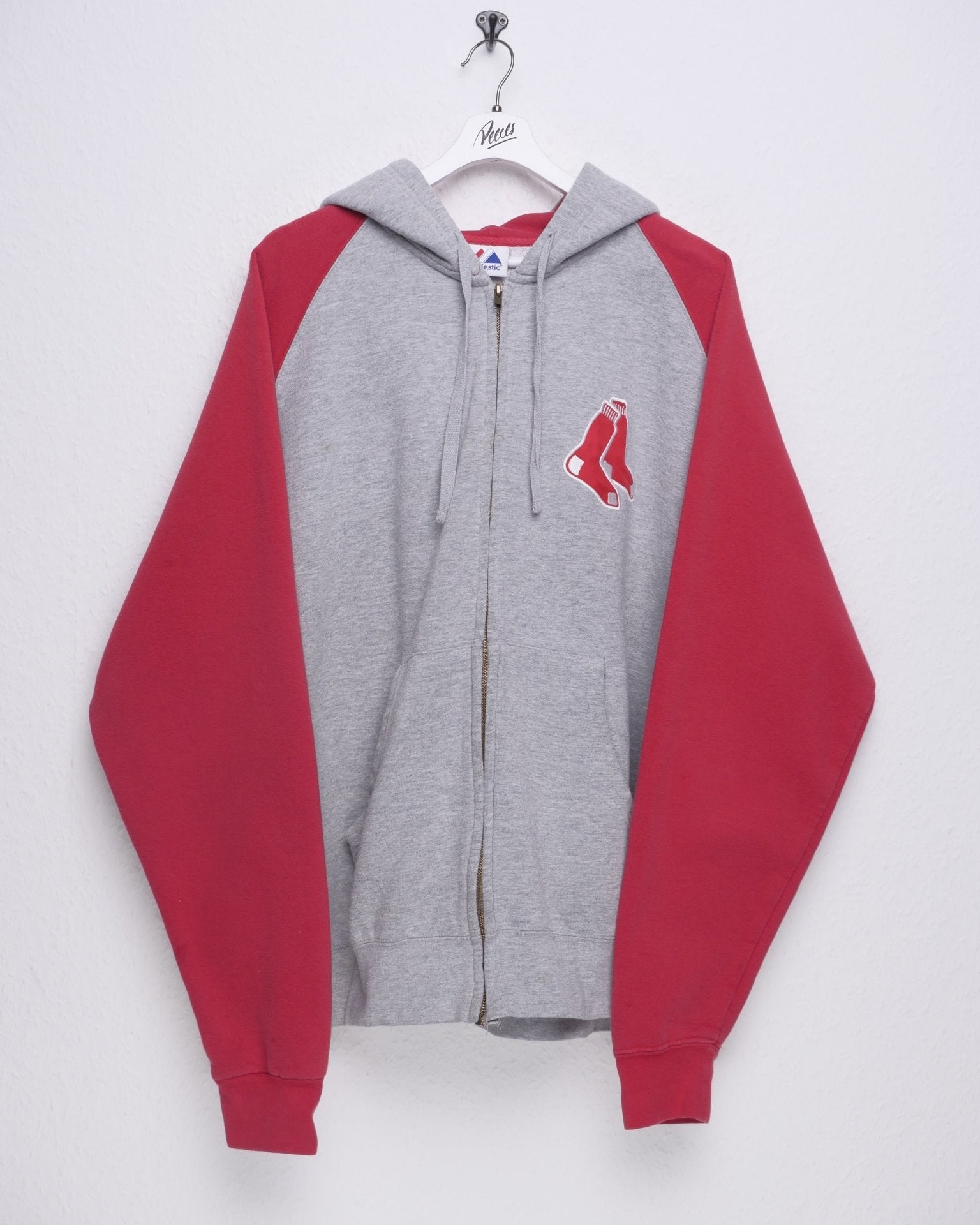 Majestic Boston Red Sox embroidered Logo two toned Zip Hoodie - Peeces