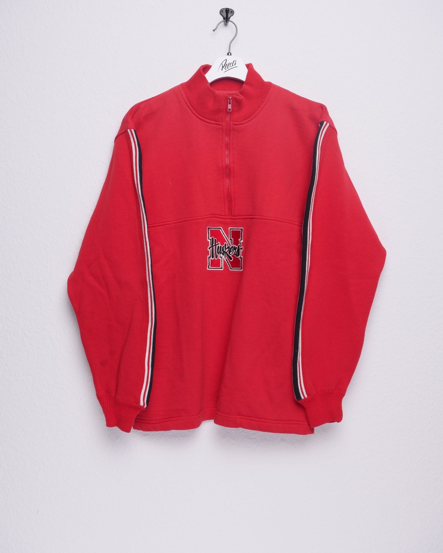 Nebraska Huskers embroidered Logo Vintage Half Zip Sweater - Peeces