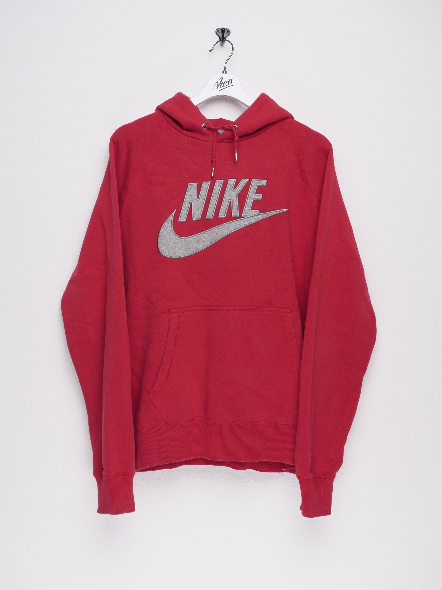 nike embroidered Big Logo washed red Hoodie - Peeces