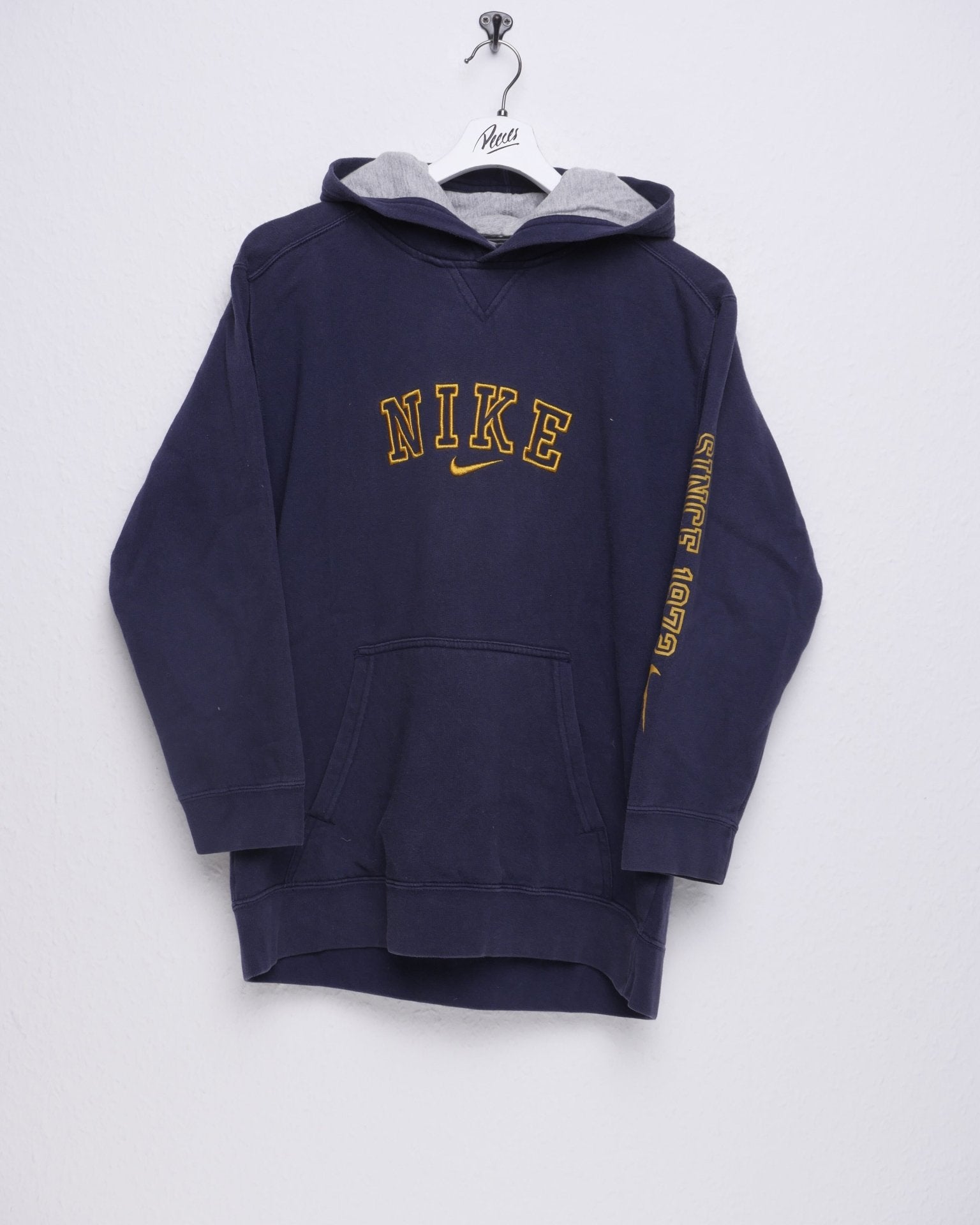 nike embroidered Middle Swoosh navy Hoodie - Peeces