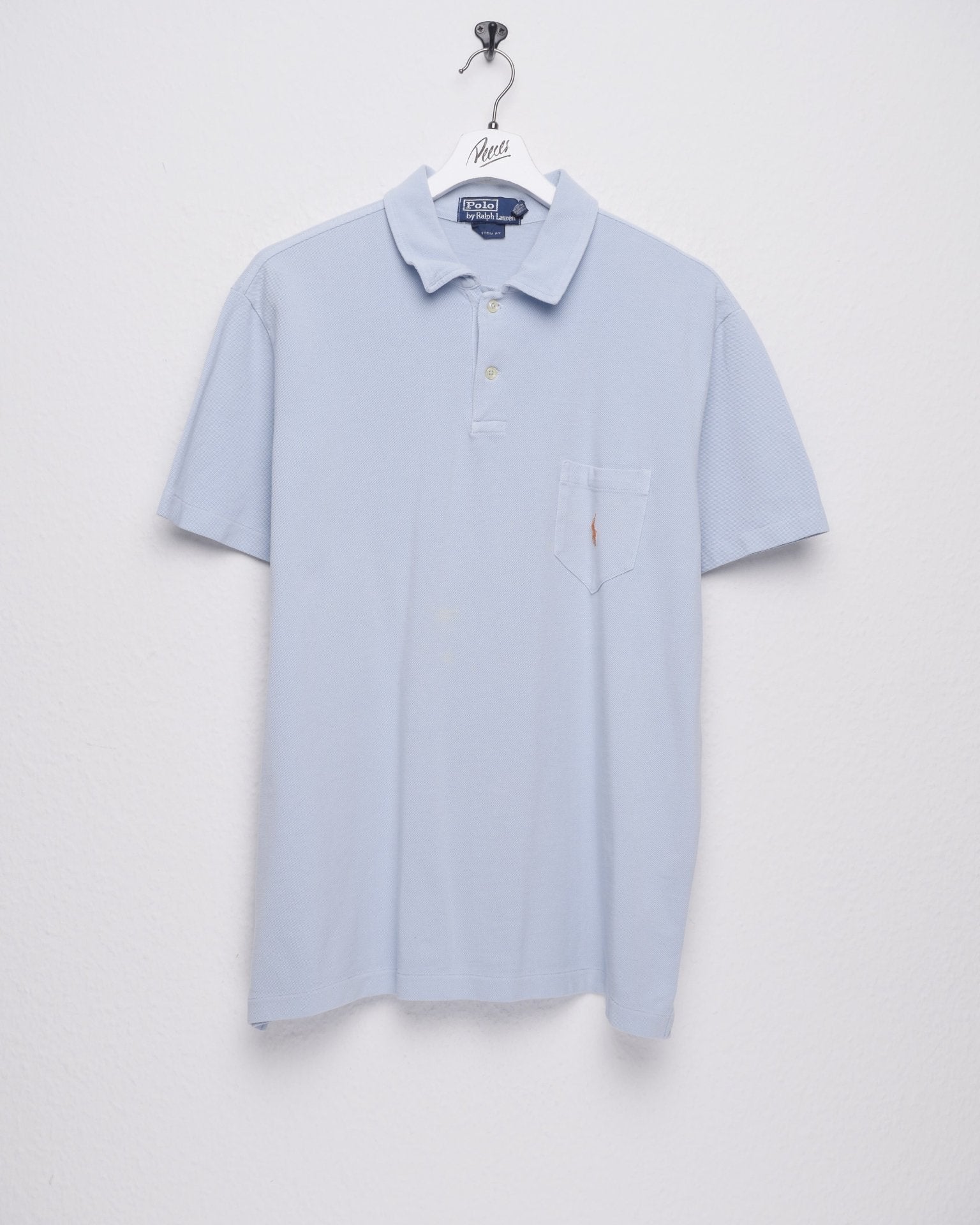 polo embroidered Logo washed light blue S/S Polo Shirt - Peeces
