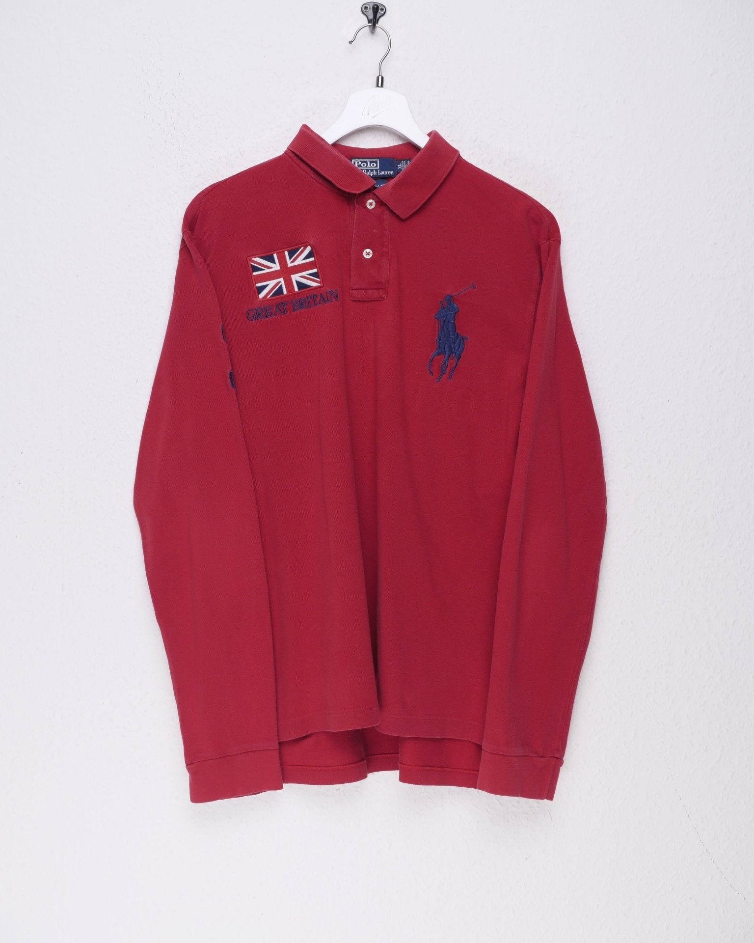 Polo 'Great Britain' embroidered Logo L/S Polo Shirt - Peeces
