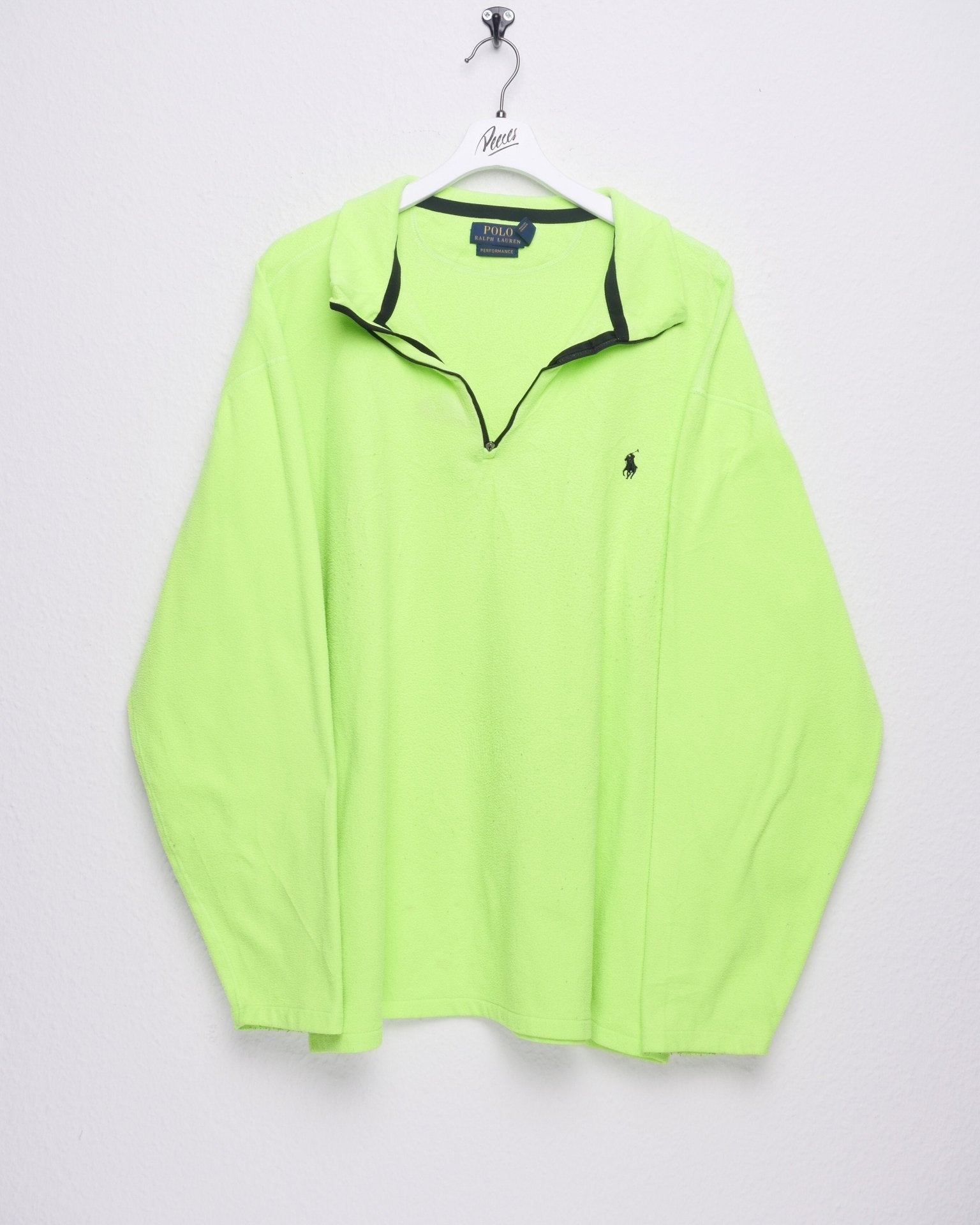 Polo Ralph Lauren embroidered Logo neon Fleece Half Zip Sweater - Peeces