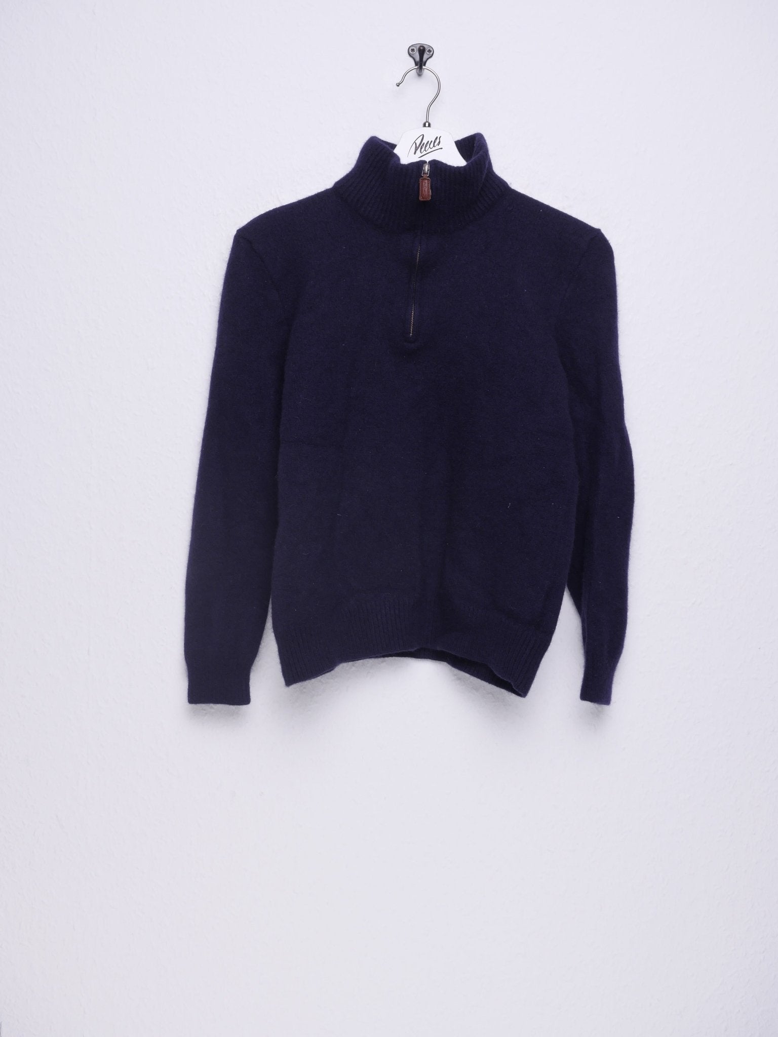Polo Ralph Lauren plain blue wool Vintage Half Zip Sweater - Peeces