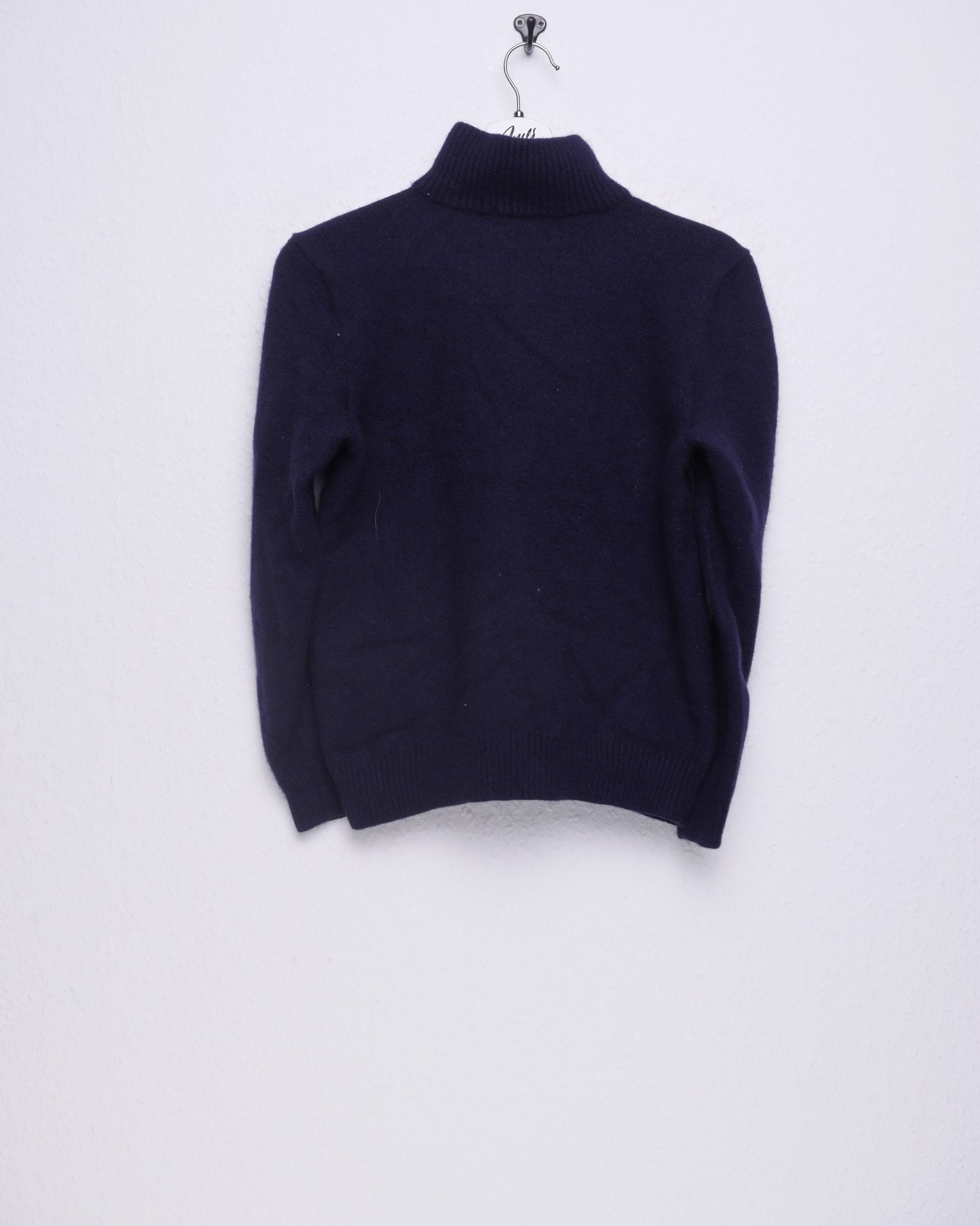 Polo Ralph Lauren plain blue wool Vintage Half Zip Sweater - Peeces