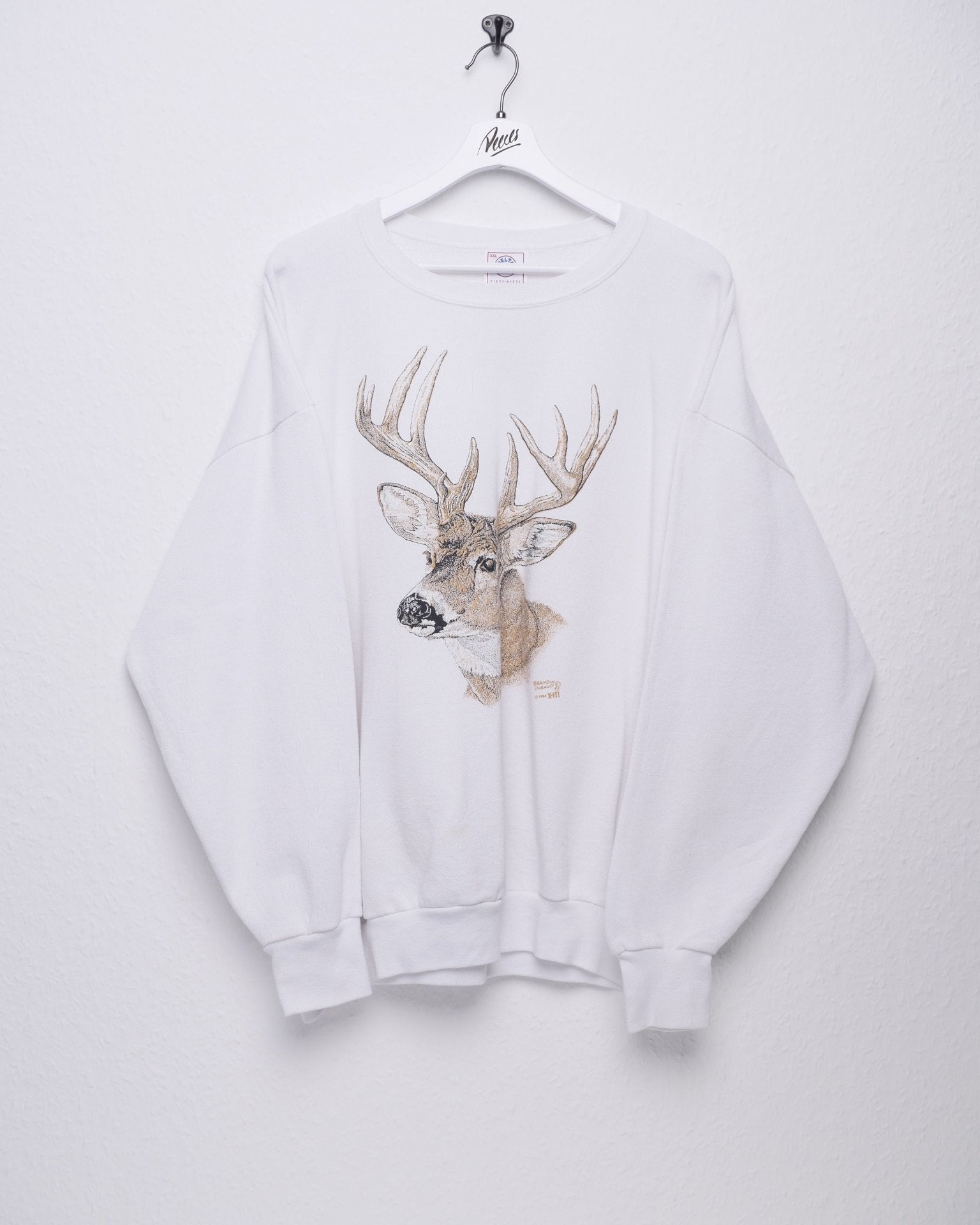 printed deer Graphic white Sweater - Peeces