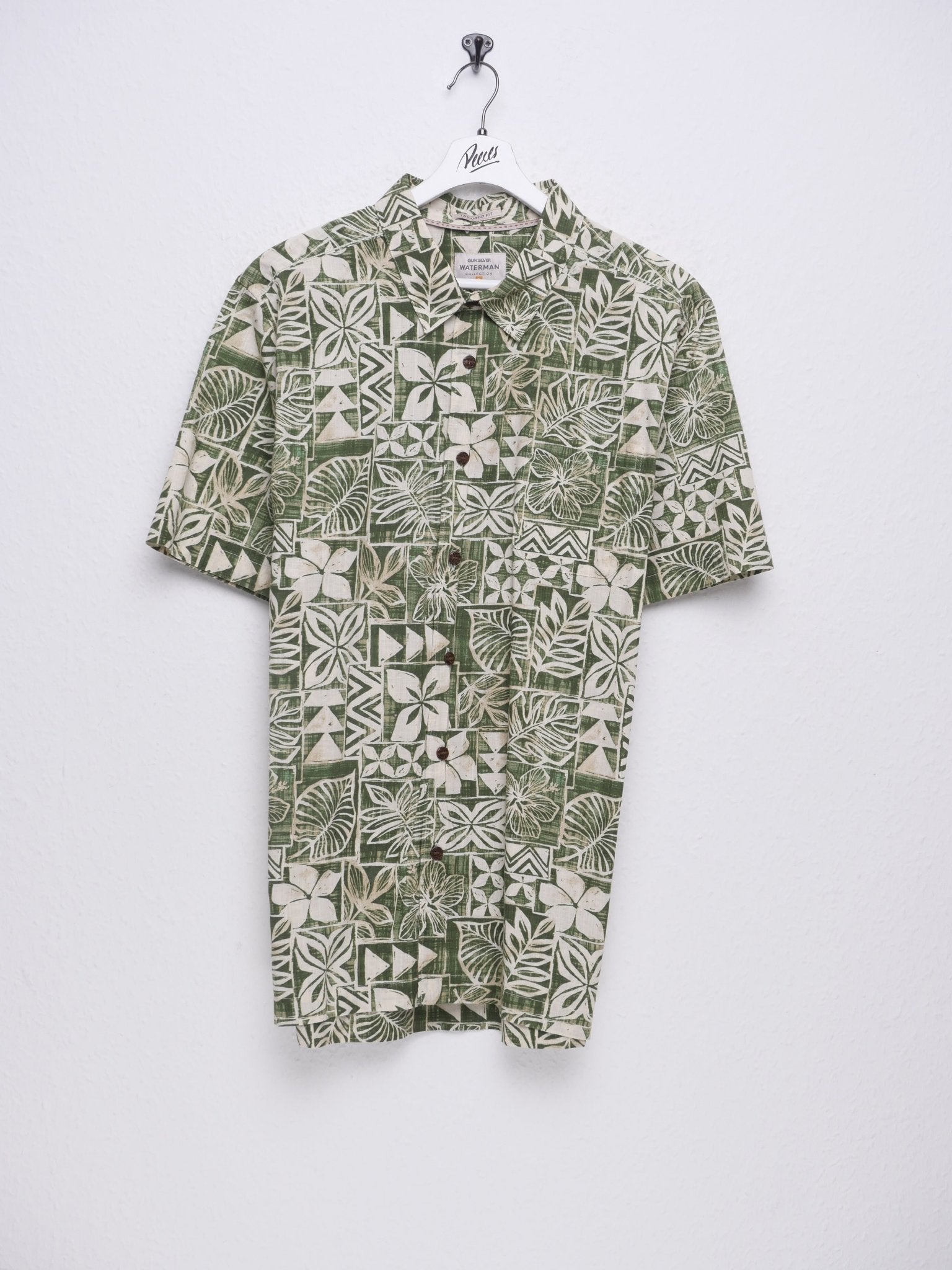 printed green/white Hawaii Kurzarm Hemd - Peeces