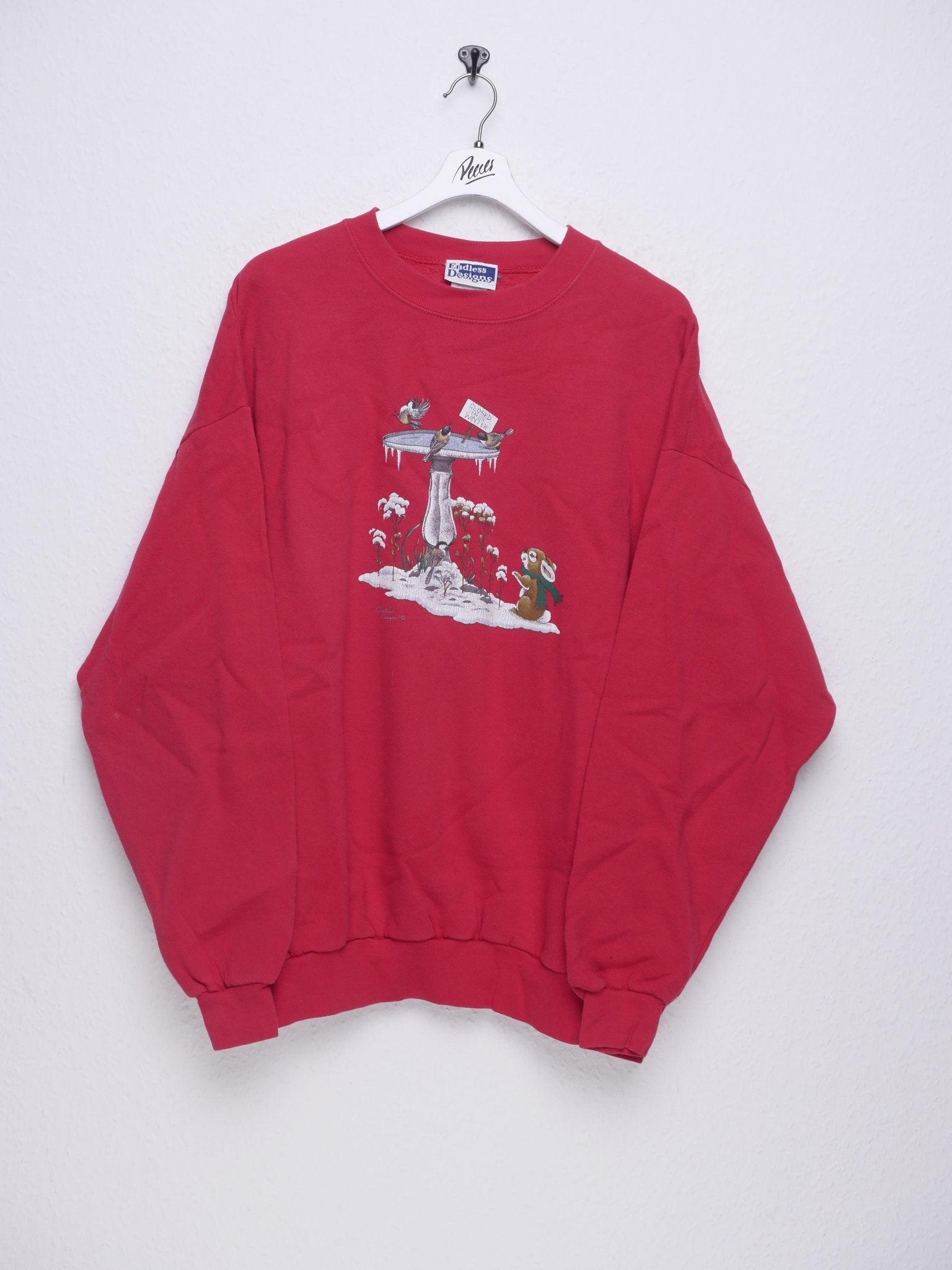 printed Winter Graphic red Sweater - Peeces