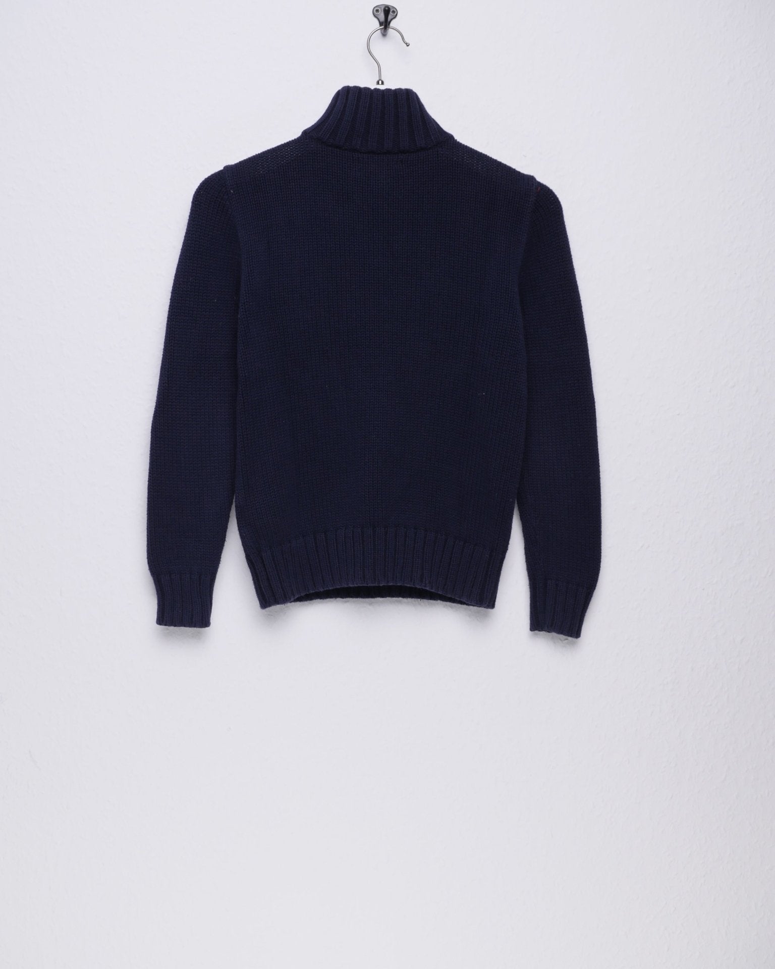 ralph lauren knitted half zipped dark blue turtle neck Sweater - Peeces
