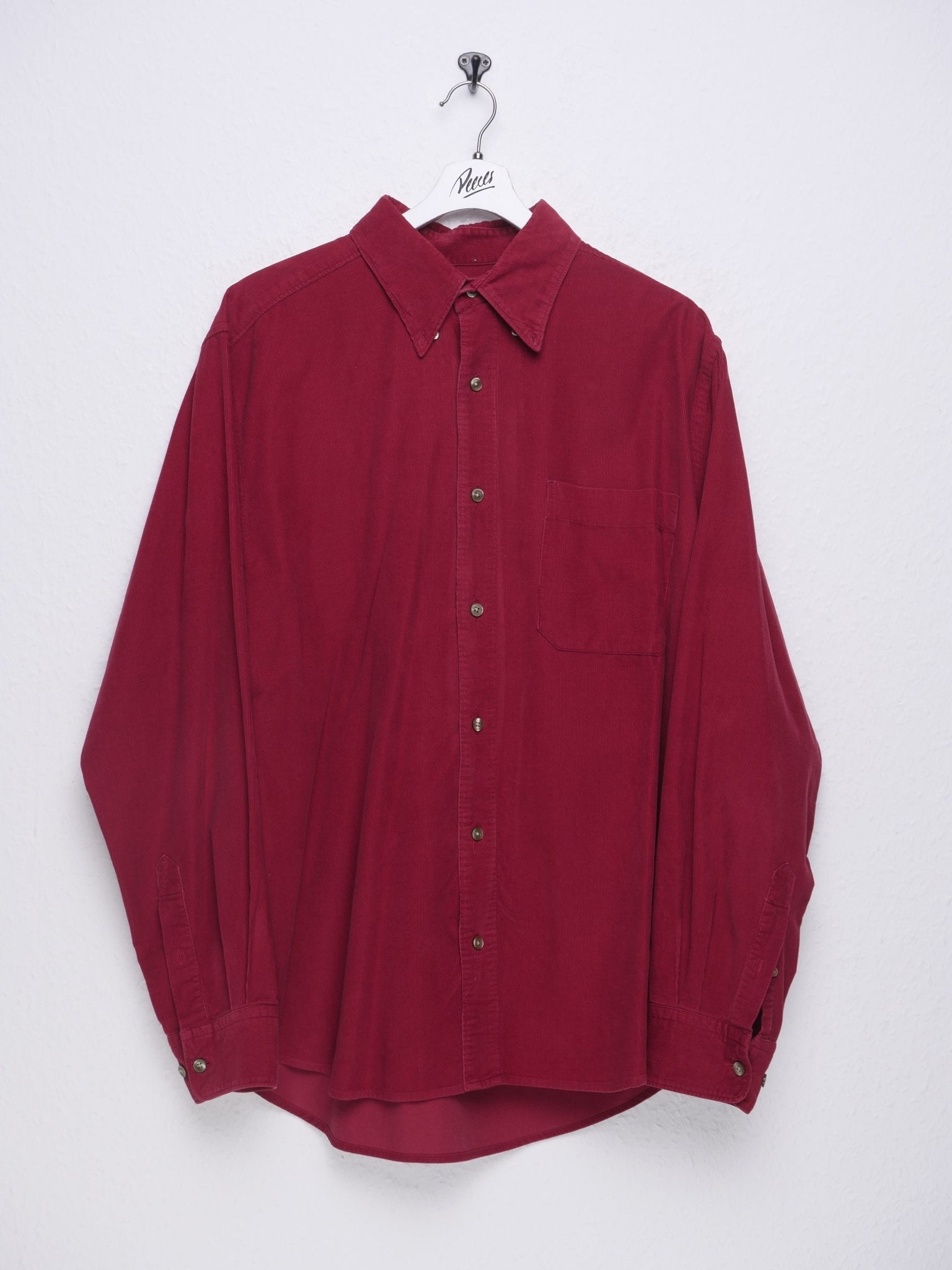 Red corduroy Vintage Langarm Hemd - Peeces