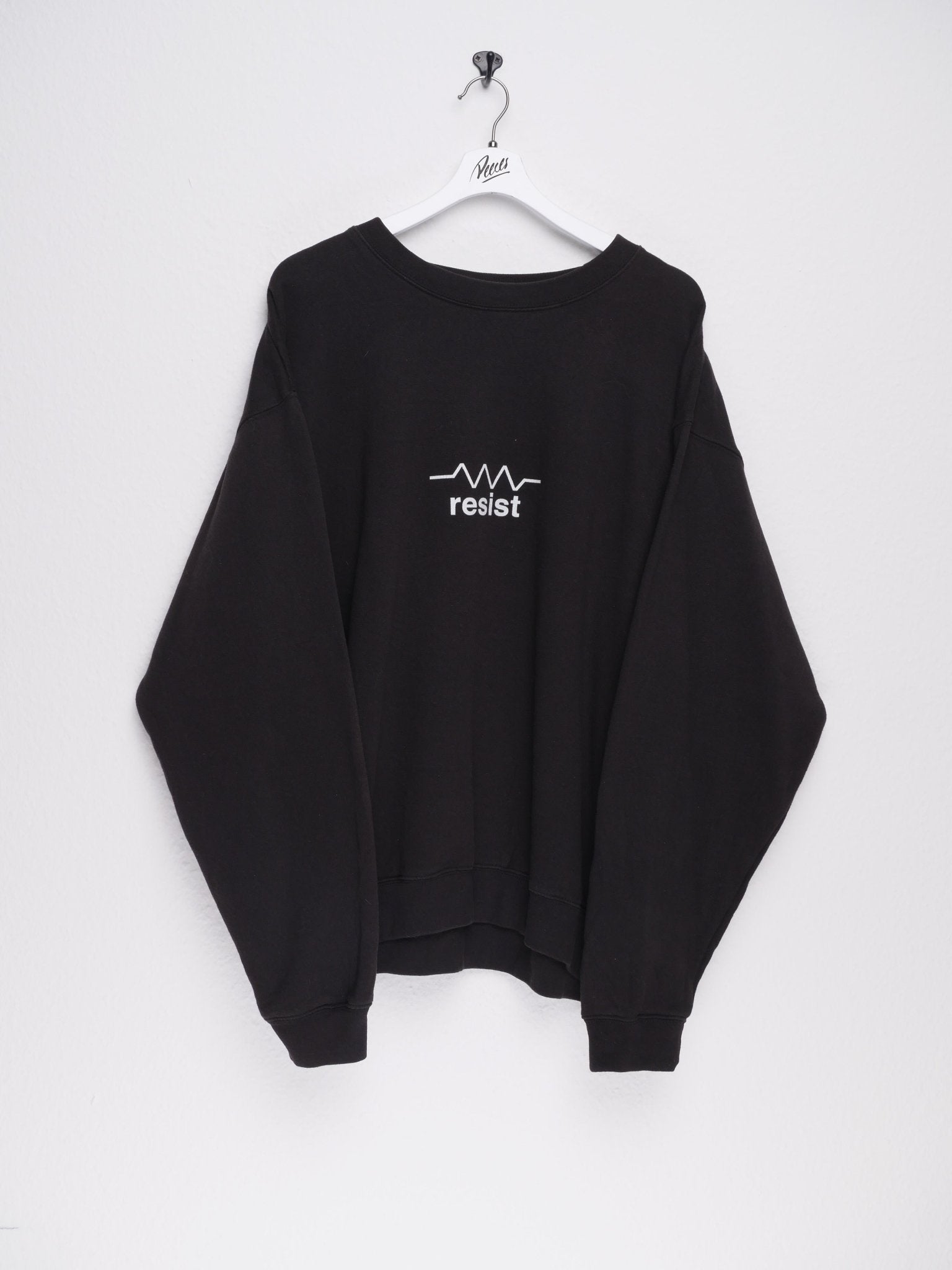 Resist printed Spellout black Sweater - Peeces