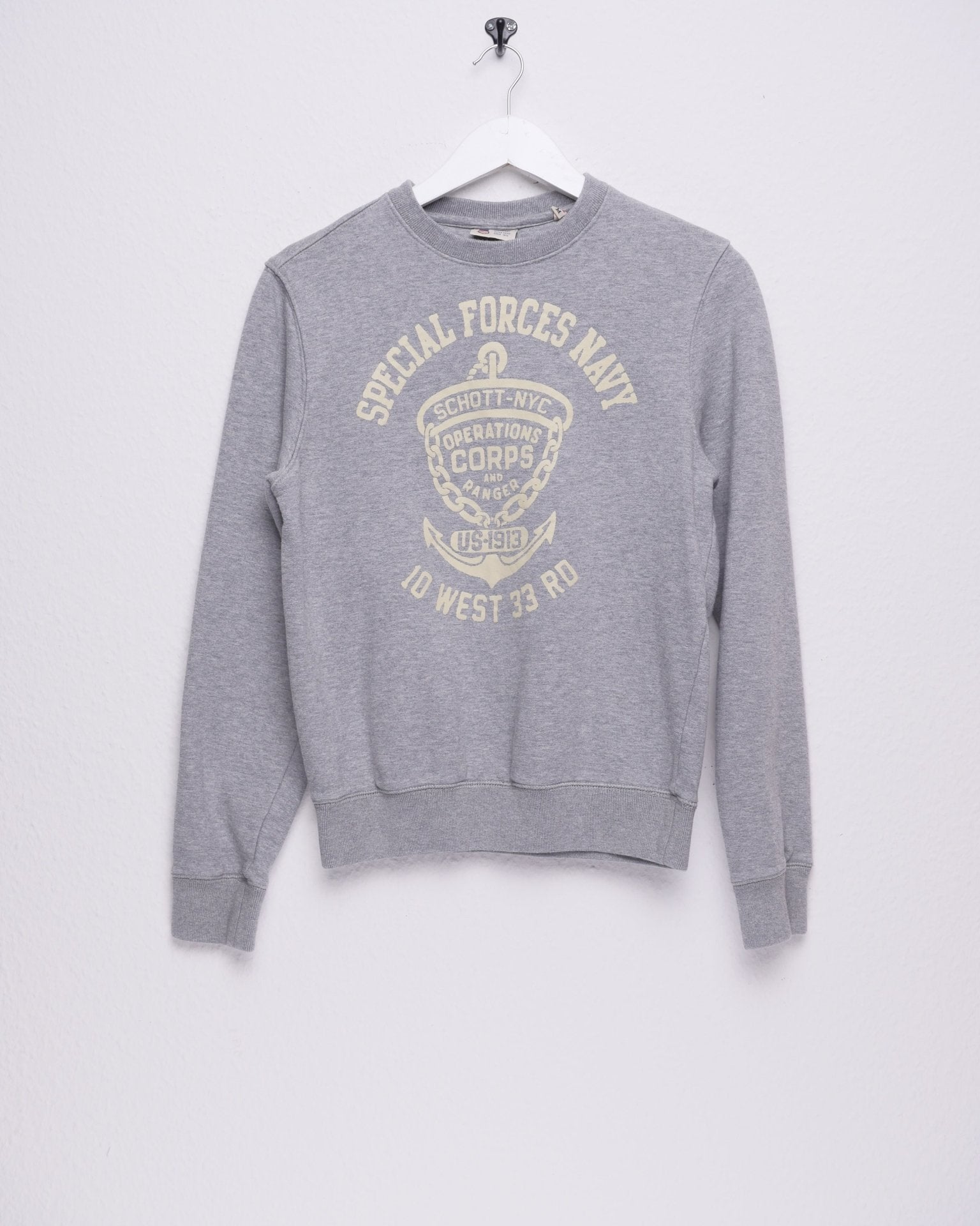 Schott printed 'Special Forces Navy' grey Sweater - Peeces