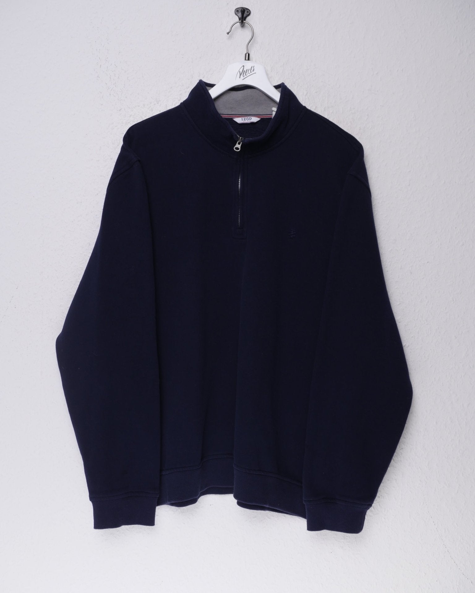 Small embroidered Logo navy Half Zip Sweater - Peeces