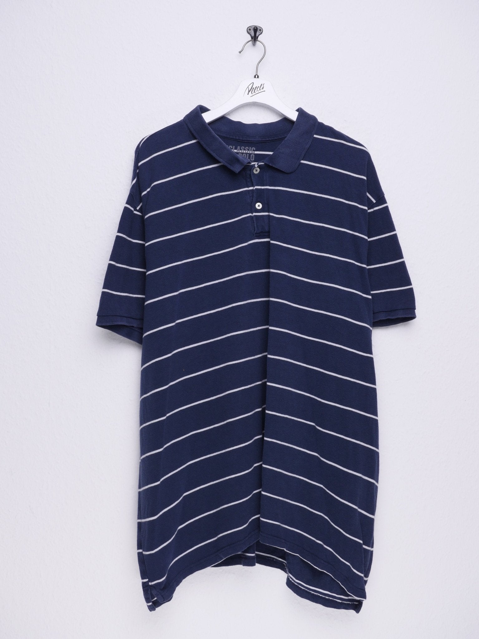 Striped Basic navy Polo Shirt - Peeces