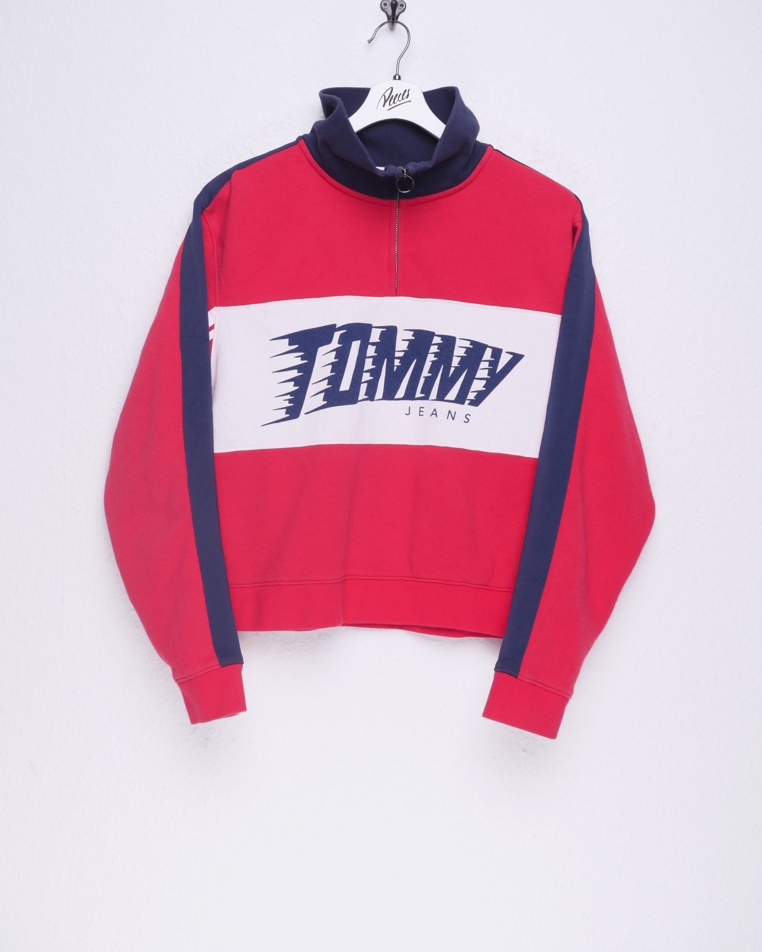Tommy Hilfiger printed Spellout three toned Half Zip Sweater - Peeces