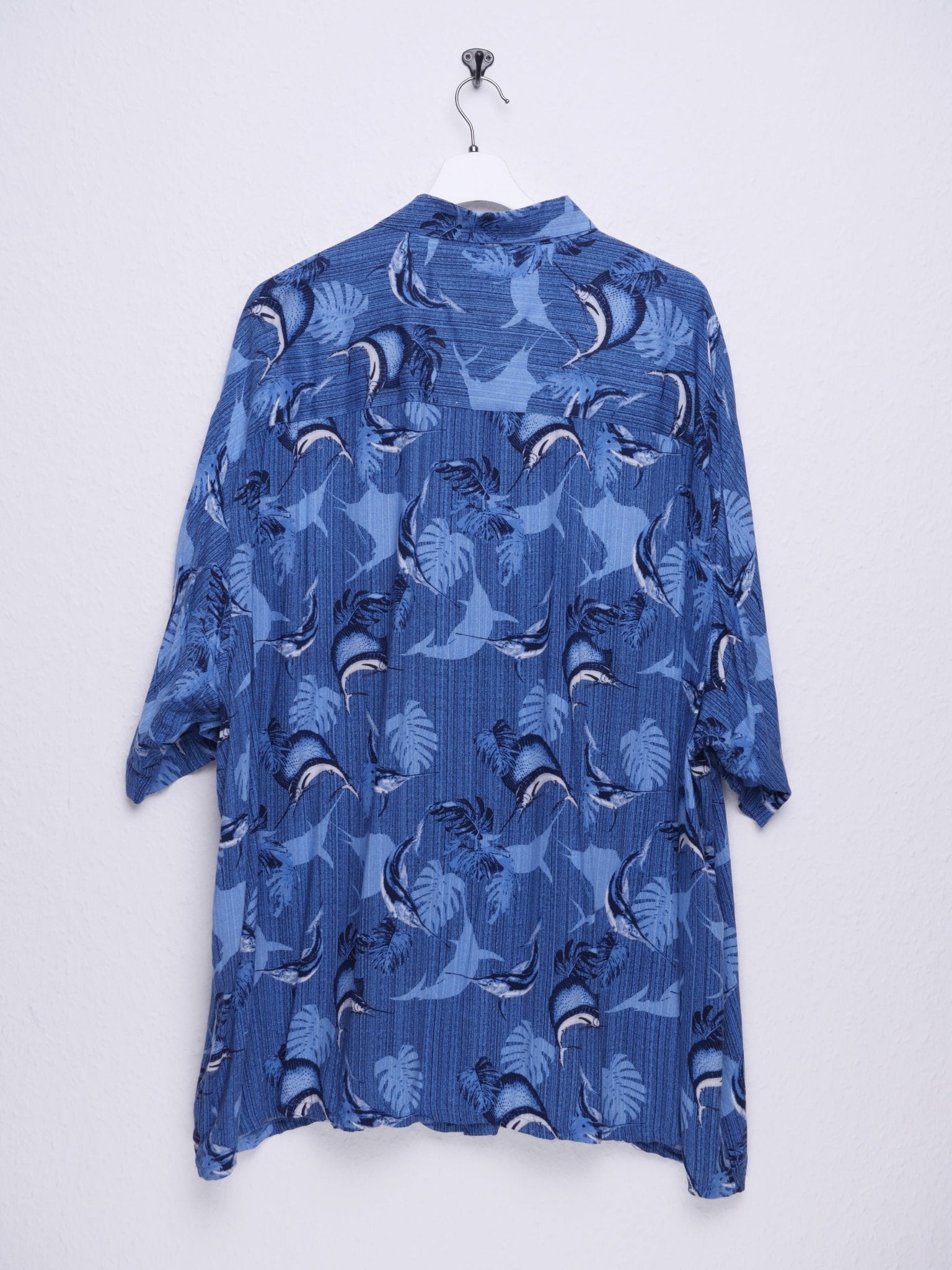 'Tropical Fish' printed Pattern blue S/S Shirt - Peeces