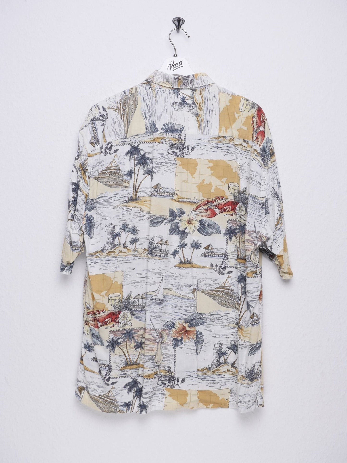 'Vacation' printed Pattern multicolored S/S Hemd - Peeces